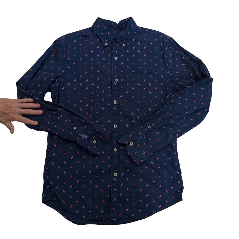 American Eagle Seriously Soft Flamingo Button Down Mens S Preppy Coastal